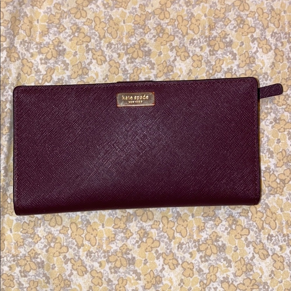 Leather Kate Spade Stacy wallet - burgundy